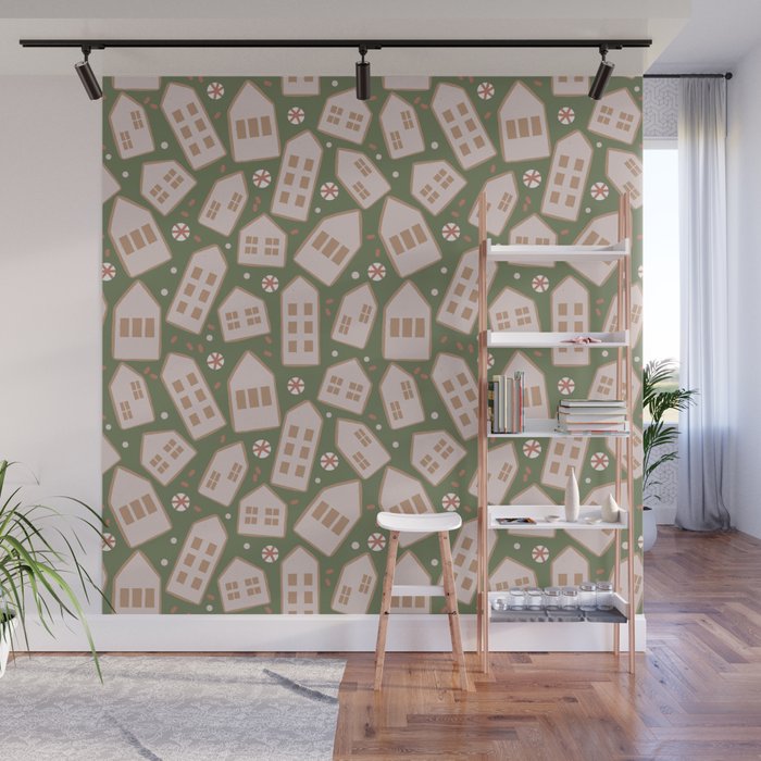 Modern Gingerbread Houses . Evergreen Wall Mural Gallery Image 1