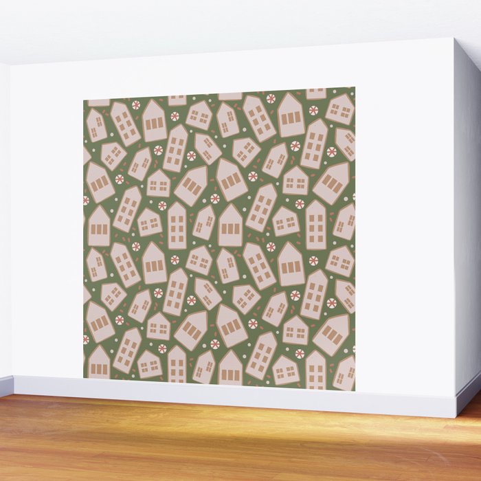 Modern Gingerbread Houses . Evergreen Wall Mural Gallery Image 2