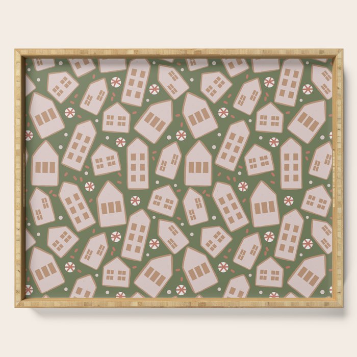 Modern Gingerbread Houses . Evergreen Serving Tray Gallery Image 1