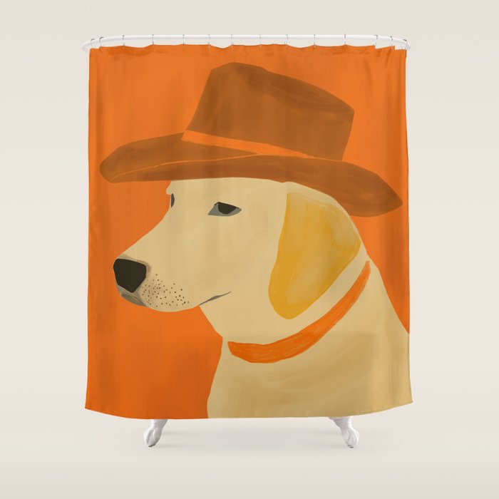 Dog With Hat  Shower Curtain Gallery Image 1