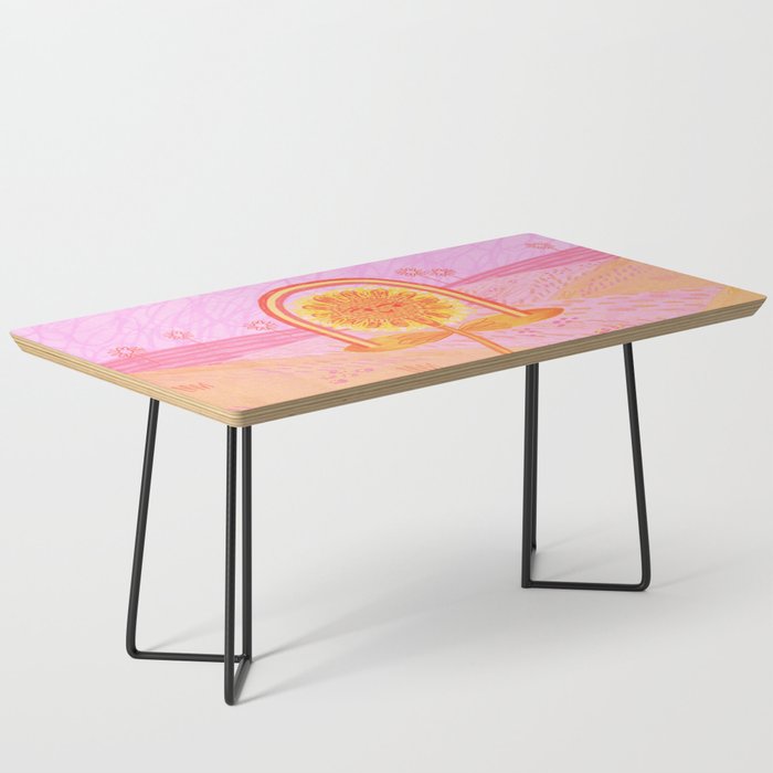 Retro Sunflower & Rainbow in Pink Coffee Table Gallery Image 1