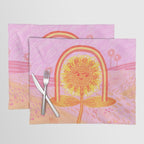 Retro Sunflower & Rainbow in Pink Placemat Gallery Image 1