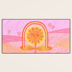 Retro Sunflower & Rainbow in Pink Desk Mat Gallery Image 3