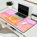 Retro Sunflower & Rainbow in Pink Desk Mat Gallery Image 2