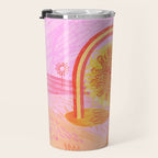 Retro Sunflower & Rainbow in Pink Travel Mug Gallery Image 3
