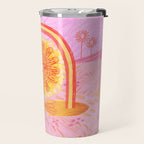 Retro Sunflower & Rainbow in Pink Travel Mug Gallery Image 2