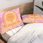 Retro Sunflower & Rainbow in Pink Pillow Sham Gallery Image 2