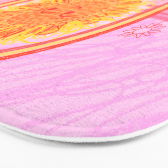 Retro Sunflower & Rainbow in Pink Bath Mat Gallery Image 3