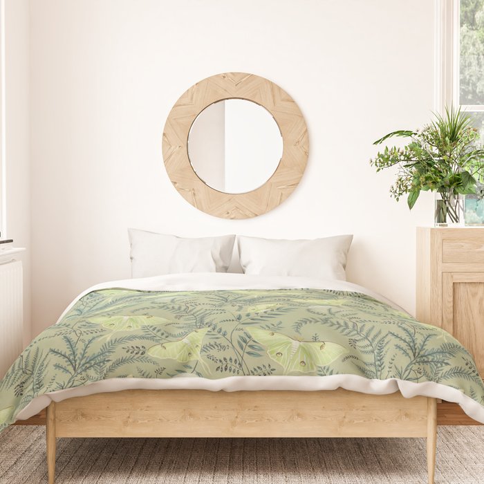 Luna Moths on Pale Green Duvet Cover Gallery Image 3