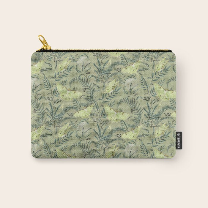Luna Moths on Pale Green Carry All Pouch Gallery Image 1