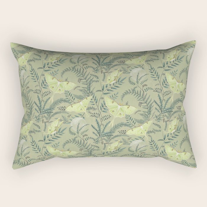 Luna Moths on Pale Green Rectangular Pillow Gallery Image 1