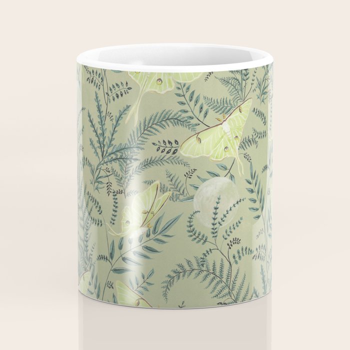 Luna Moths on Pale Green Coffee Mug Gallery Image 4