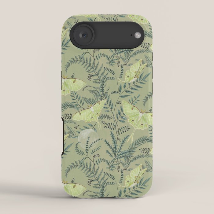 Luna Moths on Pale Green iPhone Case Gallery Image 2