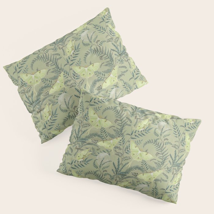Luna Moths on Pale Green Pillow Sham Gallery Image 1