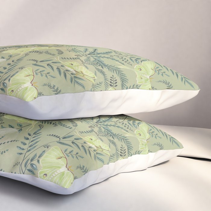 Luna Moths on Pale Green Pillow Sham Gallery Image 3