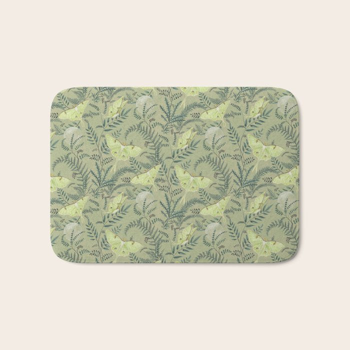 Luna Moths on Pale Green Bath Mat Gallery Image 1