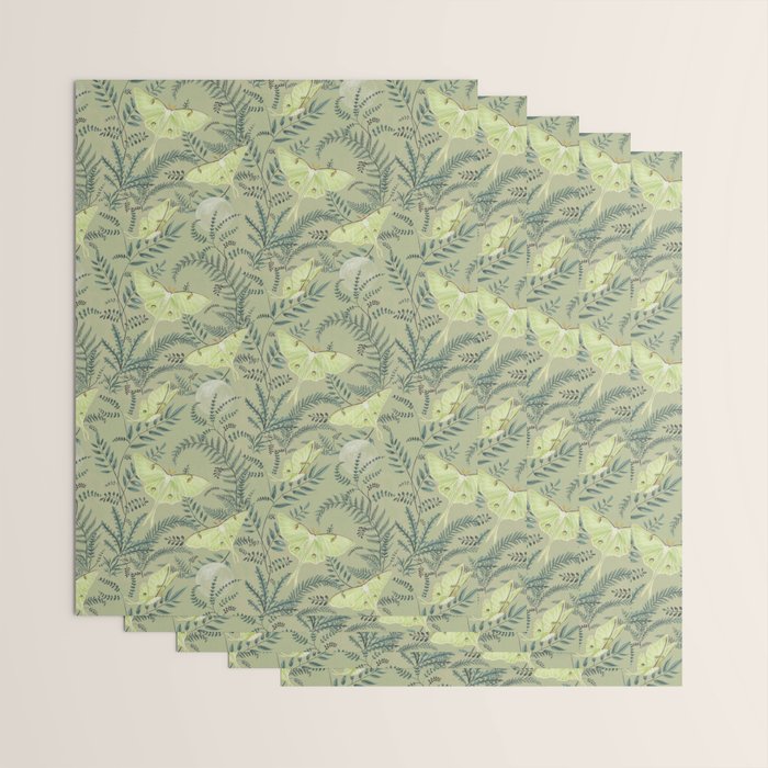 Luna Moths on Pale Green Wrapping Paper Gallery Image 3