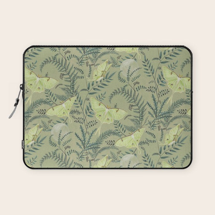 Luna Moths on Pale Green Laptop Sleeve Gallery Image 1
