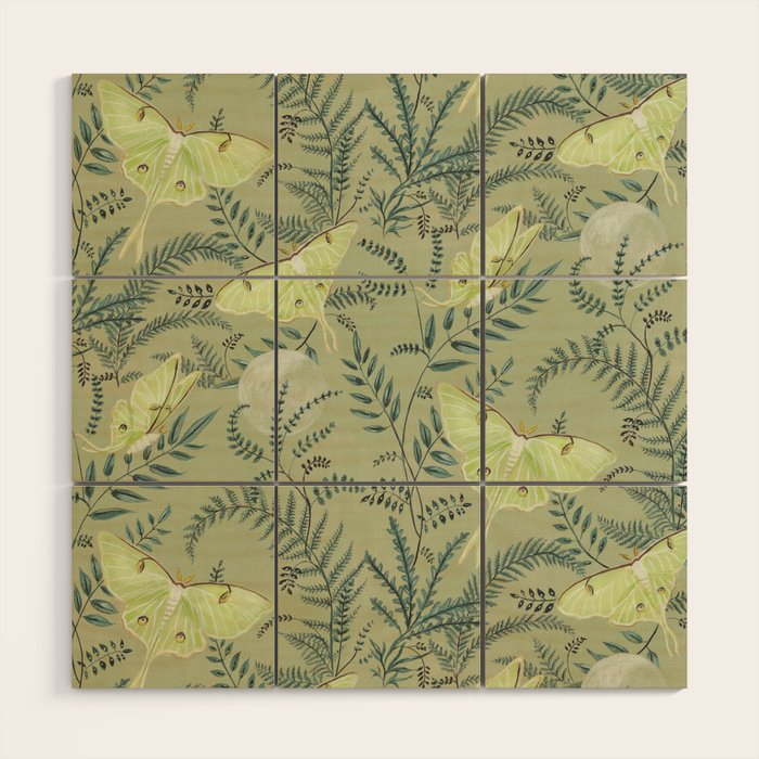 Luna Moths on Pale Green Wood Wall Art Gallery Image 1