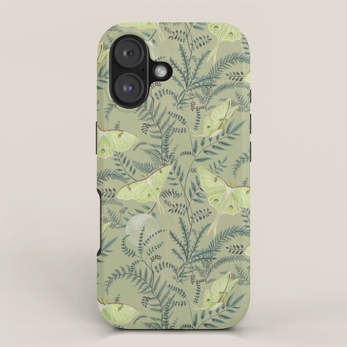 Luna Moths on Pale Green iPhone Case Gallery Image 1