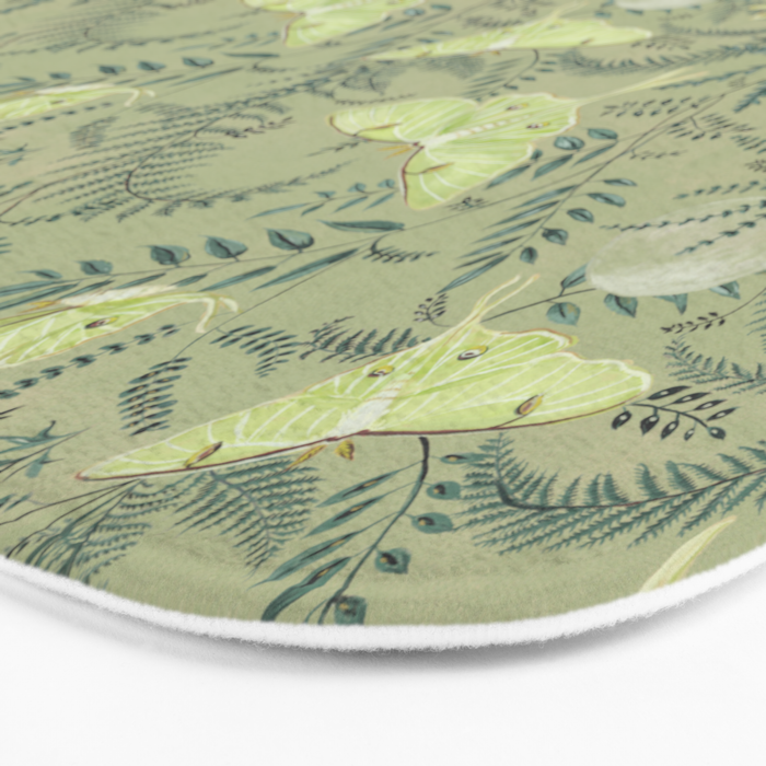 Luna Moths on Pale Green Bath Mat Gallery Image 3