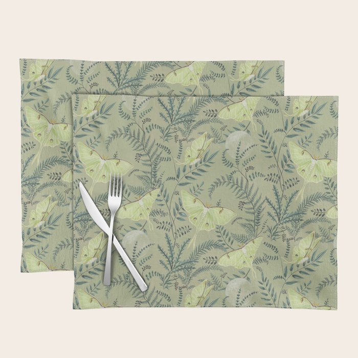 Luna Moths on Pale Green Placemat Gallery Image 1