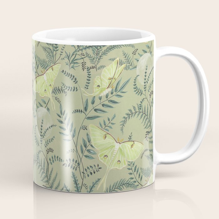 Luna Moths on Pale Green Coffee Mug Gallery Image 1