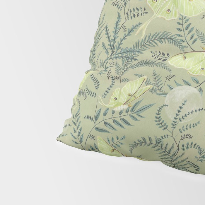 Luna Moths on Pale Green Pillow Sham Gallery Image 4
