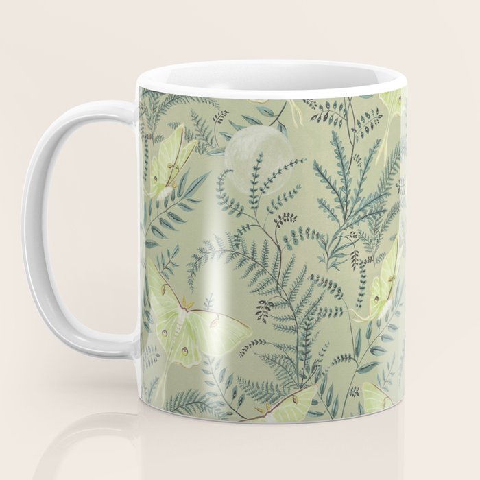 Luna Moths on Pale Green Coffee Mug Gallery Image 3