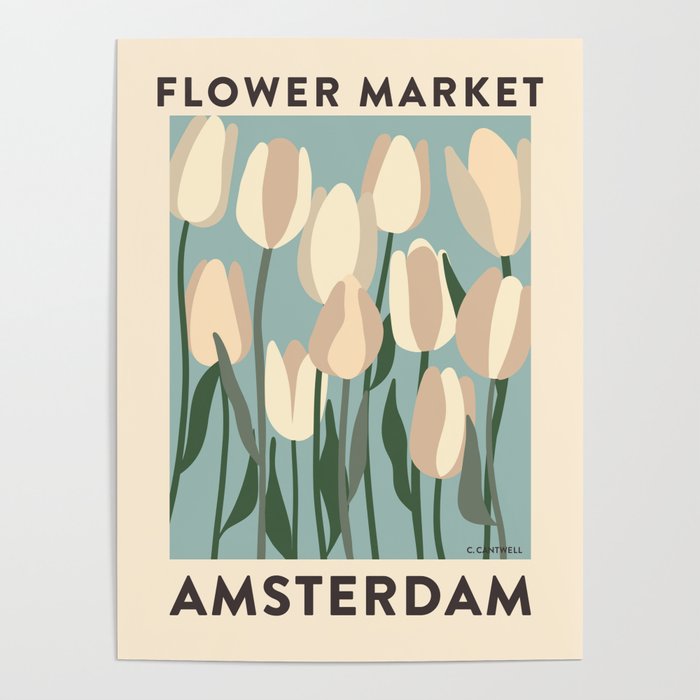Flower Market Amsterdam - Matisse Inspired Poster Gallery Image 1