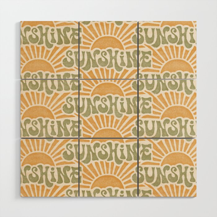 Sunshine - gold and green Wood Wall Art Gallery Image 1