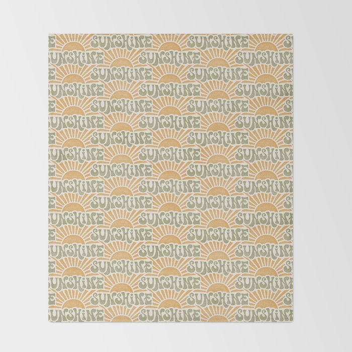 Sunshine - gold and green Throw Blanket Gallery Image 2