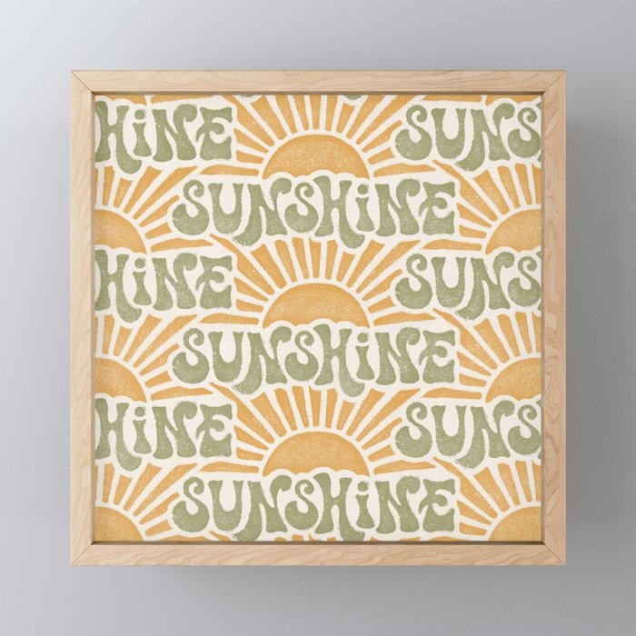 Sunshine - gold and green Mini Art Print Gallery Image 1
