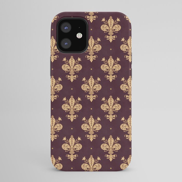 Fleur De Lis In Royal Burgundy and Gold iPhone Case Gallery Image 42