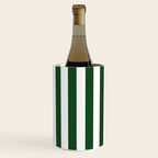 Large Forest Green and White Rustic Vertical Beach Stripes Wine Chiller Gallery Image 2
