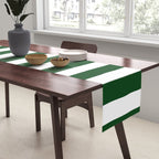 Large Forest Green and White Rustic Vertical Beach Stripes Table Runner Gallery Image 2