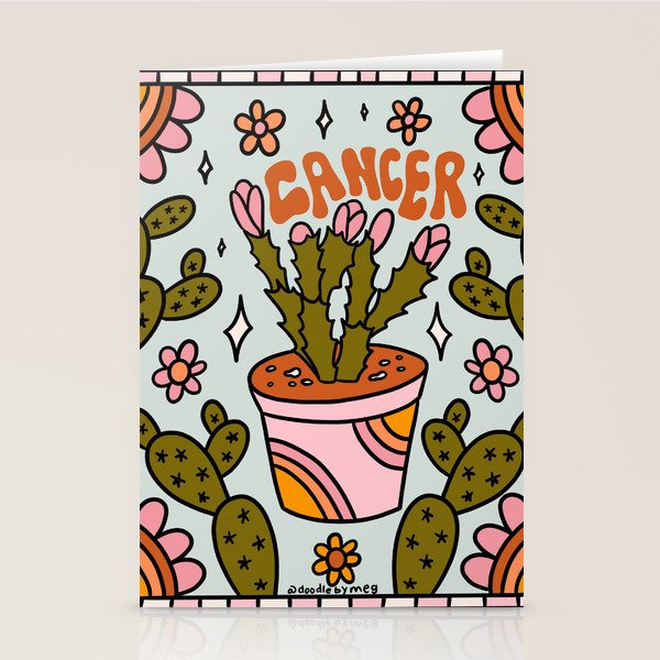 Cancer Zodiac Cactus Stationery Card Gallery Image 1