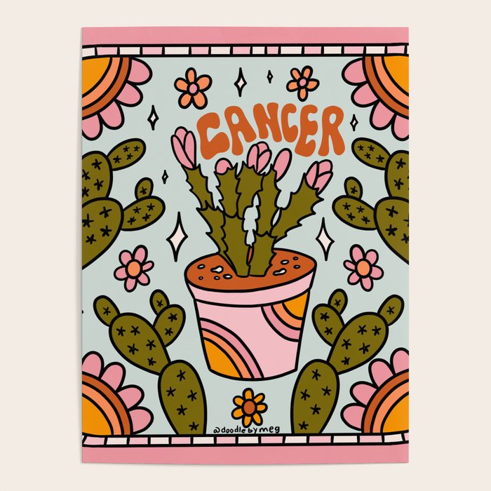 Cancer Zodiac Cactus Poster Gallery Image 4
