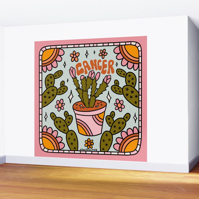 Cancer Zodiac Cactus Wall Mural Gallery Image 2
