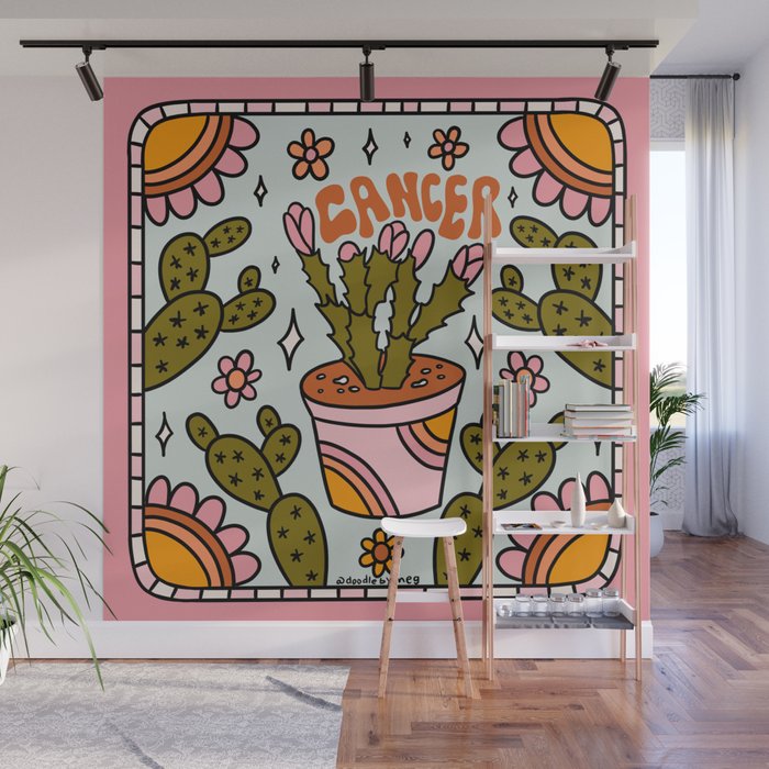 Cancer Zodiac Cactus Wall Mural Gallery Image 1
