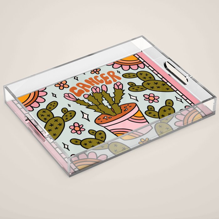 Cancer Zodiac Cactus Acrylic Tray Gallery Image 1