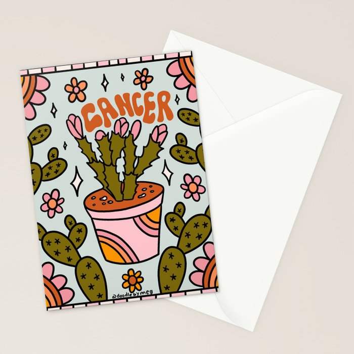 Cancer Zodiac Cactus Stationery Card Gallery Image 2