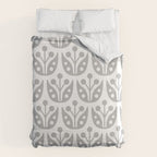 Mid Century Flower Pattern Gray Duvet Cover Gallery Image 6