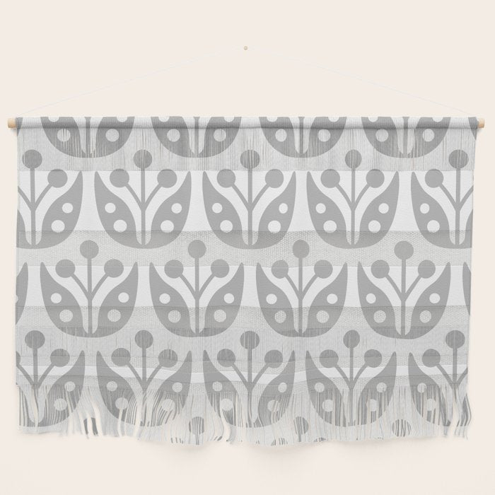 Mid Century Flower Pattern Gray Wall Hanging Gallery Image 1