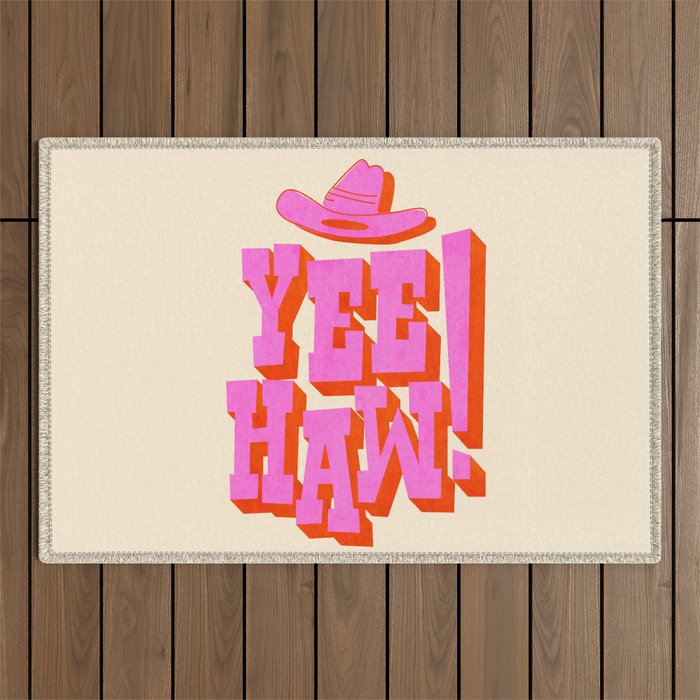 Yee Haw! Fun Cowboy Art Outdoor Rug Gallery Image 1