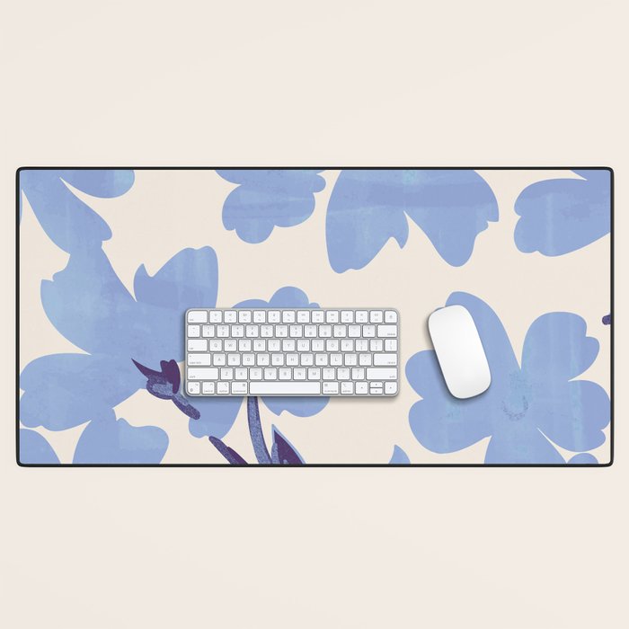 Light Blue Flowers Desk Mat Gallery Image 1