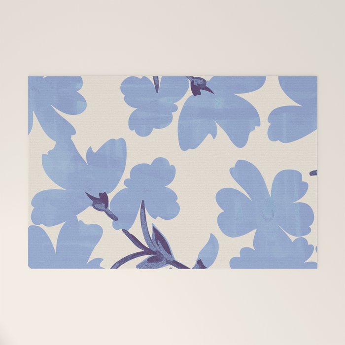 Light Blue Flowers Welcome Mat Gallery Image 1