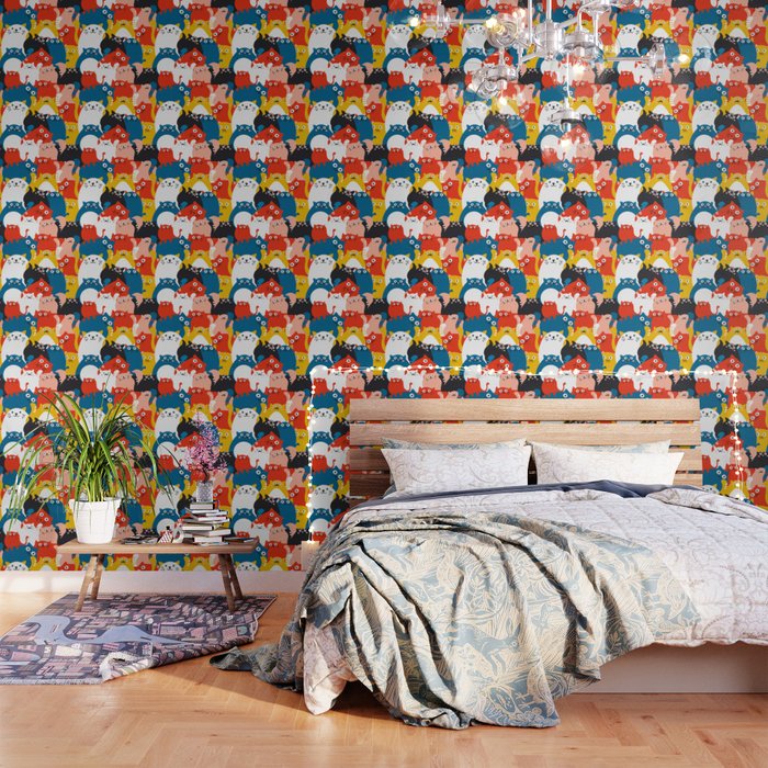 Silly Cats Crowd Pattern Wallpaper Gallery Image 1