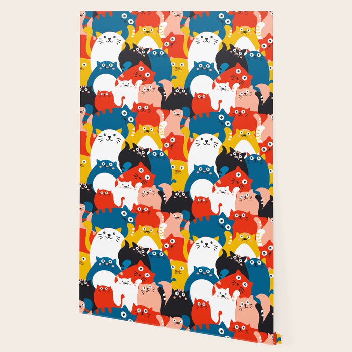 Silly Cats Crowd Pattern Wallpaper Gallery Image 2
