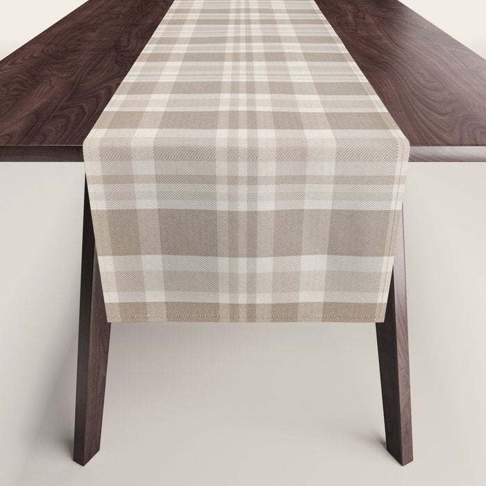 Checkered, Plaid Prints, Warm Brown Table Runner Gallery Image 1